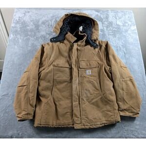 Carhartt Arctic Jacket Mens 48 Brown C03 BRN Quilted USA Made Removable Hood